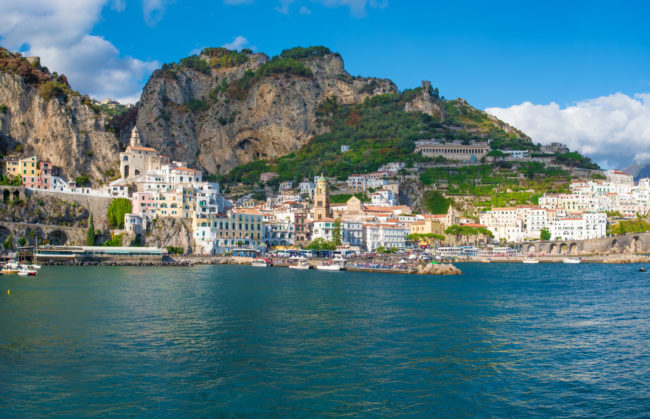 Amalfi, Italy – The awesome historic center of the touristic town in Campania region, Gulf of Salerno, southern Italy. This small town gives its name to the Amalfi Coast.